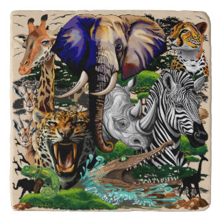 Wild African Savanna Animals Trivet