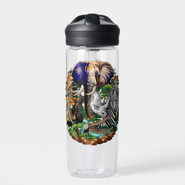 Wild African Savanna Animals Water Bottle (Front)