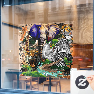 Wild African Savanna Animals Window Cling
