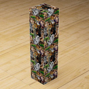 Wild African Savanna Animals Wine Box