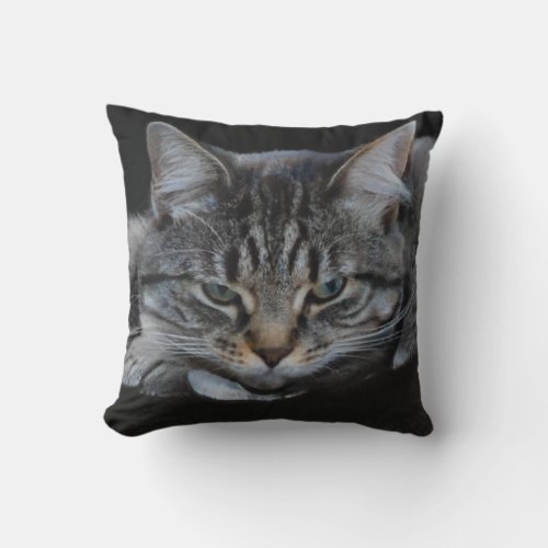 Wild african tiger cat picture cat lover throw pillow