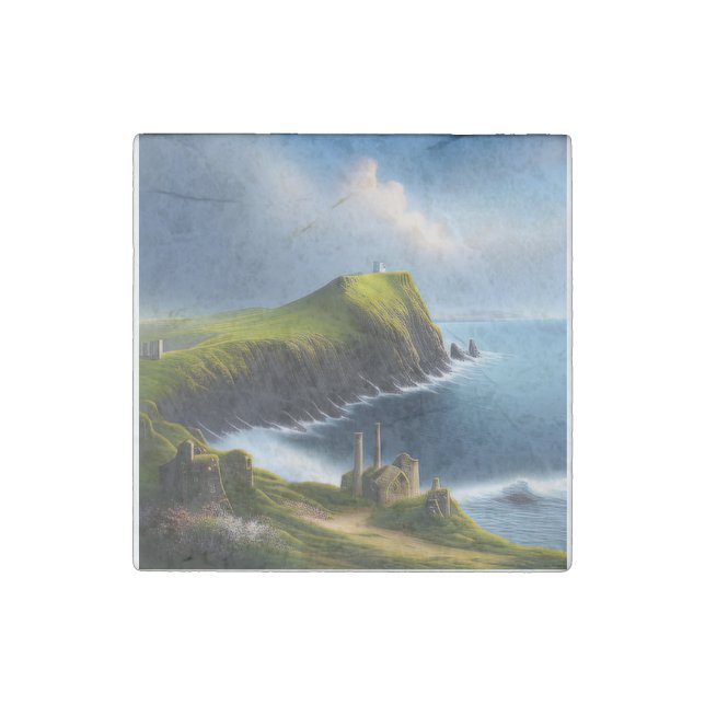 wild Alantic way, ireland oil painting   Stone Magnet (Front)