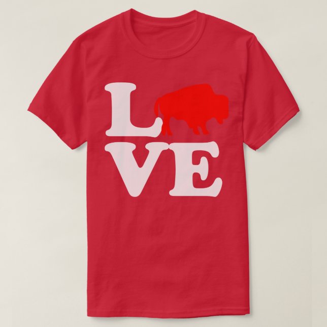 Wild American Bison Buffalo Valentines Day Love T-Shirt (Design Front)
