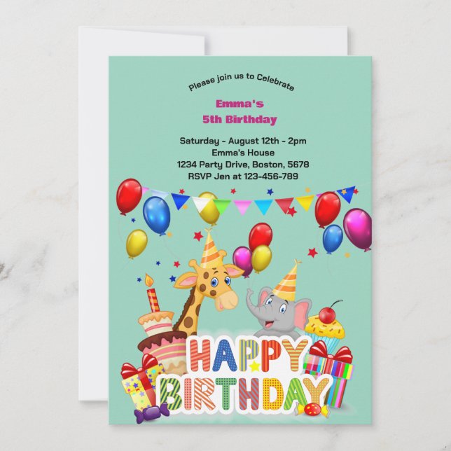 Wild and balls Party Animals Kids Birthday Party  Invitation (Front)