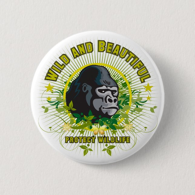 Wild and beautiful Gorilla Button (Front)