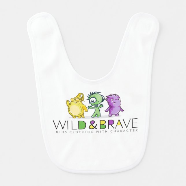 wild and brave kids baby bib (Front)