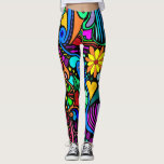 Wild and Crazy Leggings<br><div class="desc">Leggings with the wildest and craziest design! Similar to 70's style hippie art with so many bright colors and fun things like hearts, flowers, stars, stripes and more. A fun and funky design.</div>