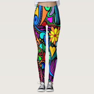 Psy Printed Leggings Eye Psychedelic Crazy Yoga Pants Gym Tights Fitness  Women Trousers Activewear High Waist Weird Design Boho Hipster Pink 