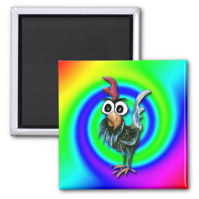 Wild and Crazy Rooster Magnet