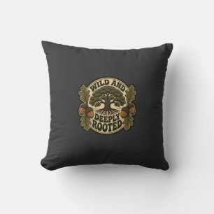 Wild And Deeply Rooted Vintage Oak Tree Throw Pillow