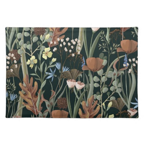 Wild and Dried Flowers Pattern Cloth Placemat