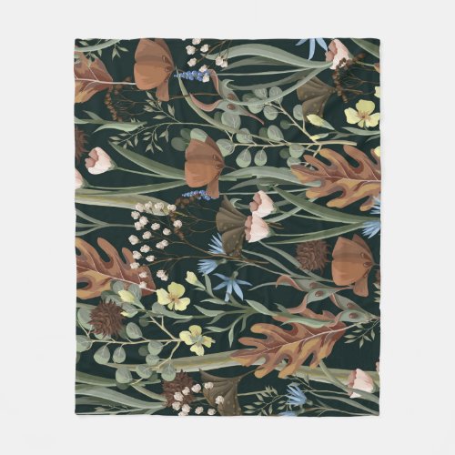Wild and Dried Flowers Pattern Fleece Blanket