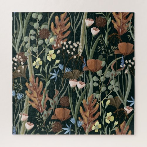 Wild and Dried Flowers Pattern Jigsaw Puzzle