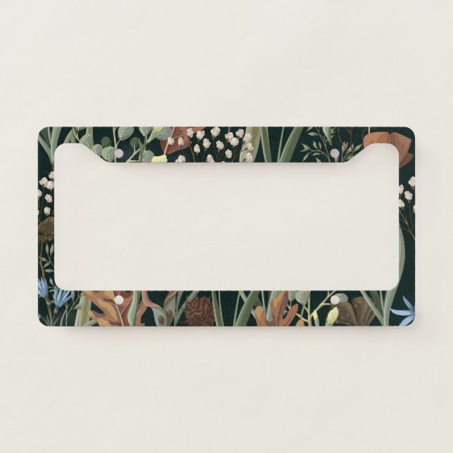Wild and Dried Flowers Pattern. License Plate Frame (Front)
