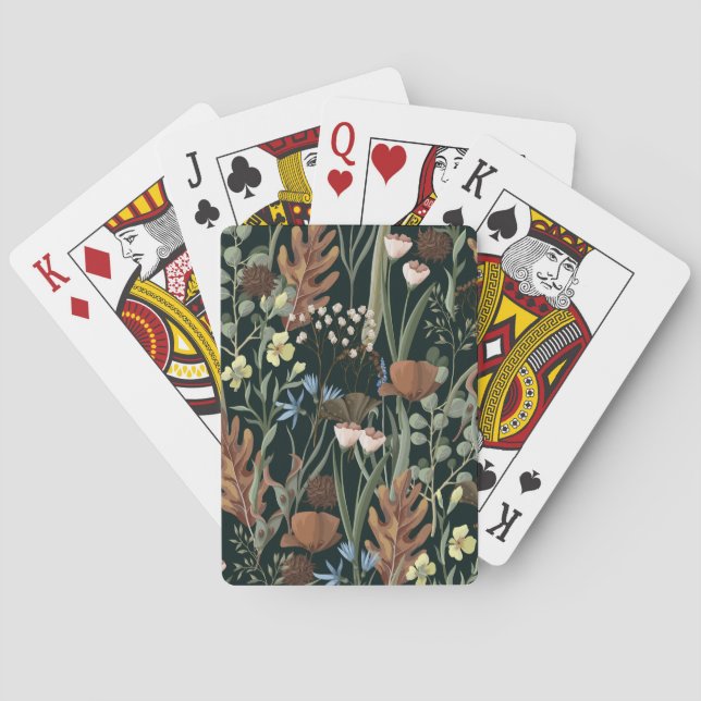 Wild and Dried Flowers Pattern. Poker Cards (Back)