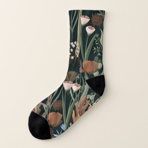 Wild and Dried Flowers Pattern Socks