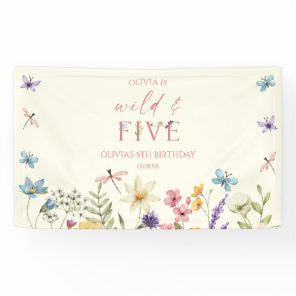 Wild and Five Wildflower 5th Birthday Party Banner