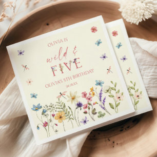 Wild and Five Wildflower 5th Birthday Party Napkins