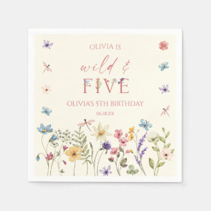 Wild and Five Wildflower 5th Birthday Party Napkins