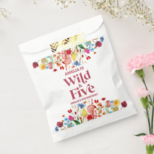 Wild and Five Wildflower 5th Fifth Birthday Party Favor Bag