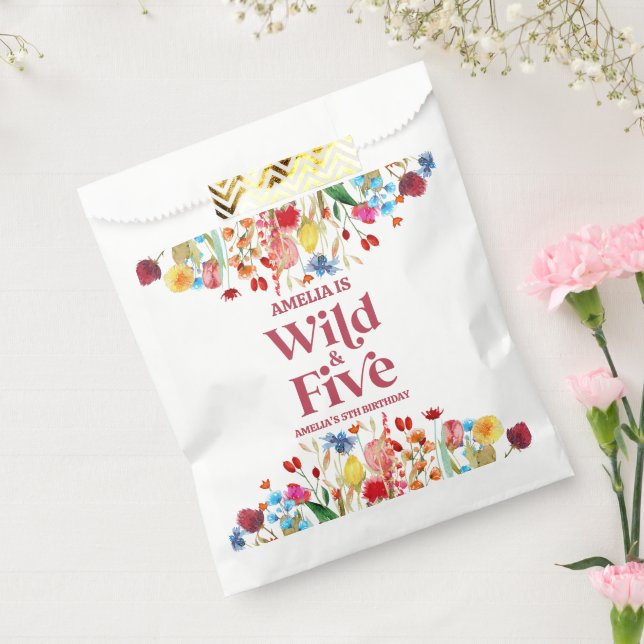 Wild and Five Wildflower 5th Fifth Birthday Party Favor Bag (Sealed)