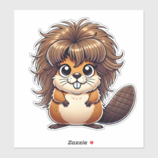 Wild and Fluffy Fun Hairy Beaver Sticker