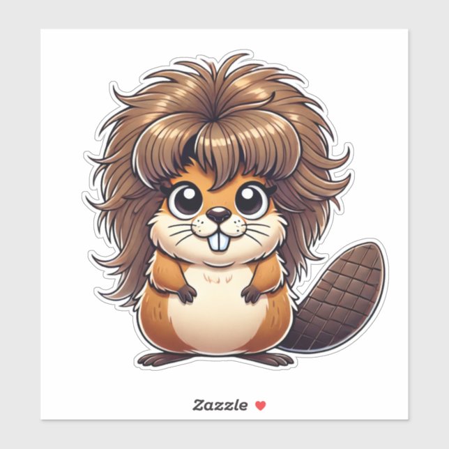 Wild and Fluffy Fun Hairy Beaver Sticker (Sheet)