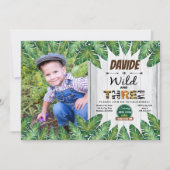 Wild and free 3rd birthday party photo invitation (Front)
