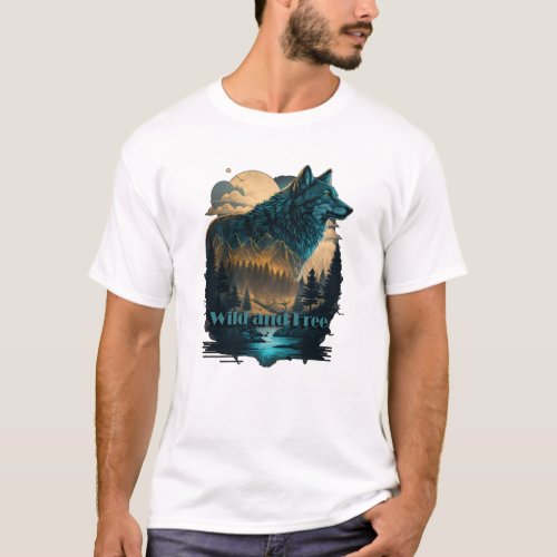 Wild and Free A Wolf in Its Natural Habitat  T_Shirt