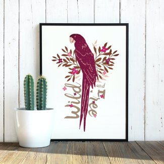 Wild and Free Ara Parrot Tropical Leaves