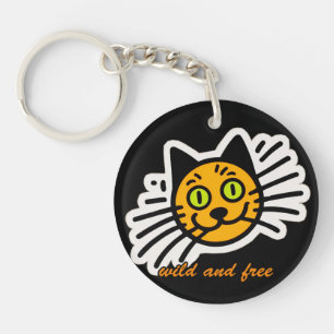Wild and Free Black Cat Keychain