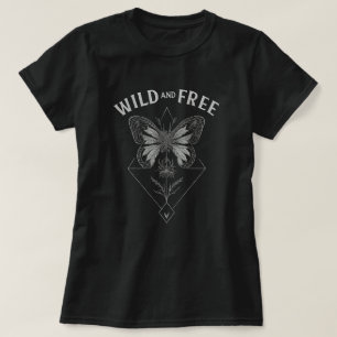Wild and Free Bohemian Butterfly Sketch Art Grap T-Shirt