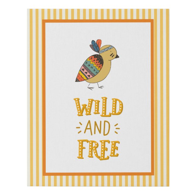 Wild and Free Boho Bird Nursery Art Faux Canvas Print (Front)