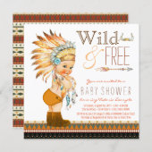 Wild and Free Boys Tribal Baby Shower Invitation (Front/Back)