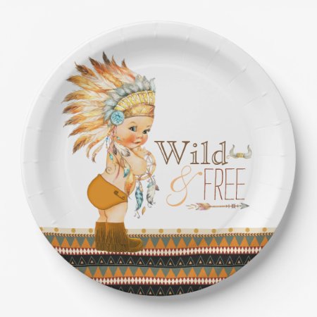 Wild And Free Boys Tribal Baby Shower Paper Plates