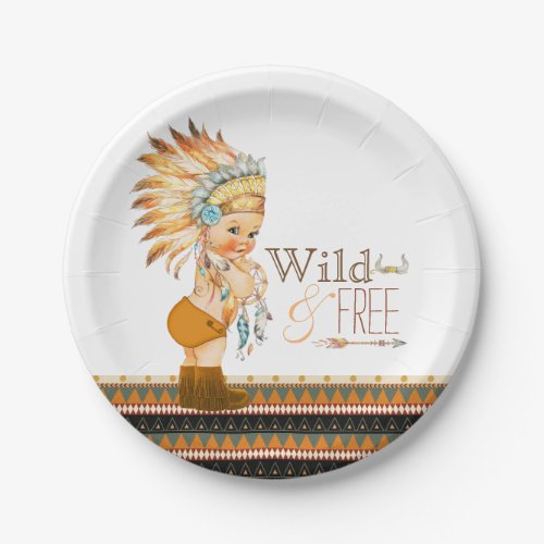 Wild and Free Boys Tribal Baby Shower Paper Plates
