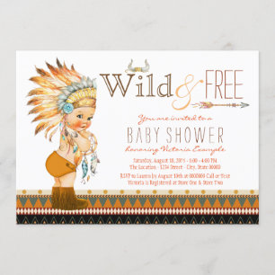 Wild and Free Boys Tribal Boho Baby Shower Invitation