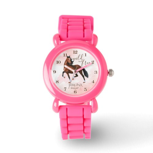 Wild and free brown Hackney horse girl custm gift Watch