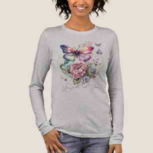 Wild And Free Butterfly Floral Wild Flowers Tri-Blend Shirt