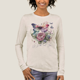 Wild And Free Butterfly Floral Wild Flowers Tri-Blend Shirt