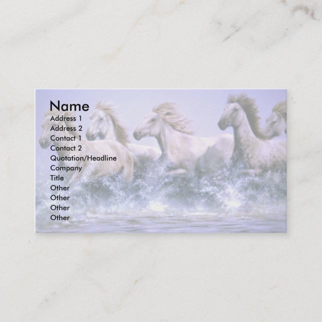 Wild and free, Camargue Horses Business Card (Front)