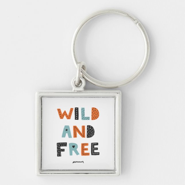 Wild and Free | Doodle Letters Keychain (Front)