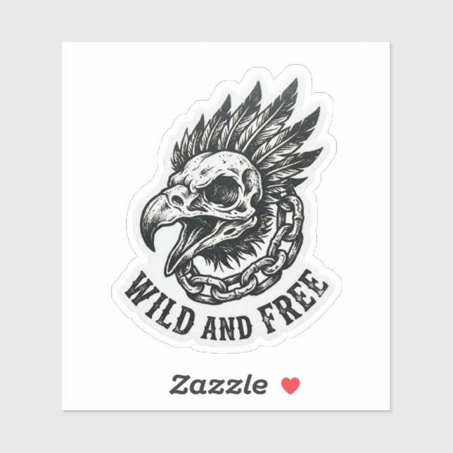 Wild and Free Eagle Skull Chain Sticker (Sheet)