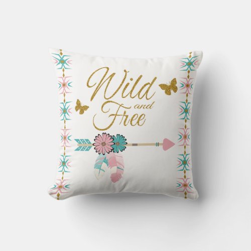 Wild and Free Feather Arrow Throw Pillow