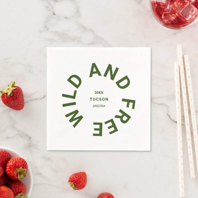 Wild And Free Forest Green Camping Theme Napkins (Insitu)
