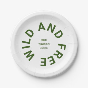 Wild And Free Forest Green Camping Theme Paper Plates