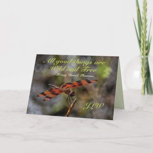 Wild and Free Golden Dragonfly Blank Note Card