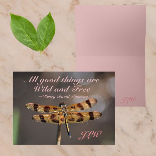 Wild and Free Golden Dragonfly Note Card