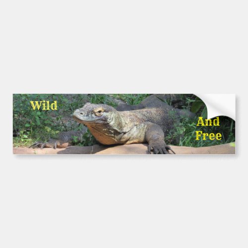 Wild and Free Komodo Dragon Bumper Sticker