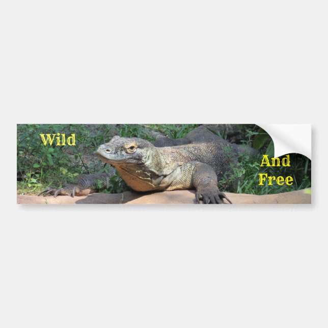 Wild and Free Komodo Dragon Bumper Sticker (Front)